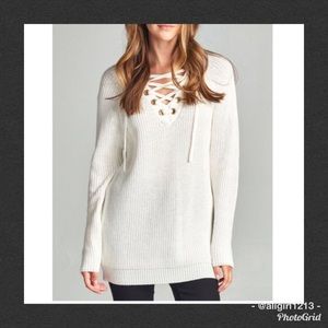 HOST  PICK - Off White Lace-Up Sweater